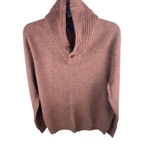 J Crew Sweater Mens Large Lambs Wool Shawl Collar Pullover Brown